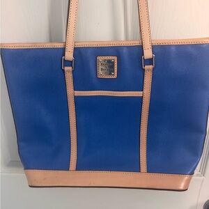 VTG Dooney & Bourke Bone Pebbled Blue Leather Cynthia Tote Shoulder Bag